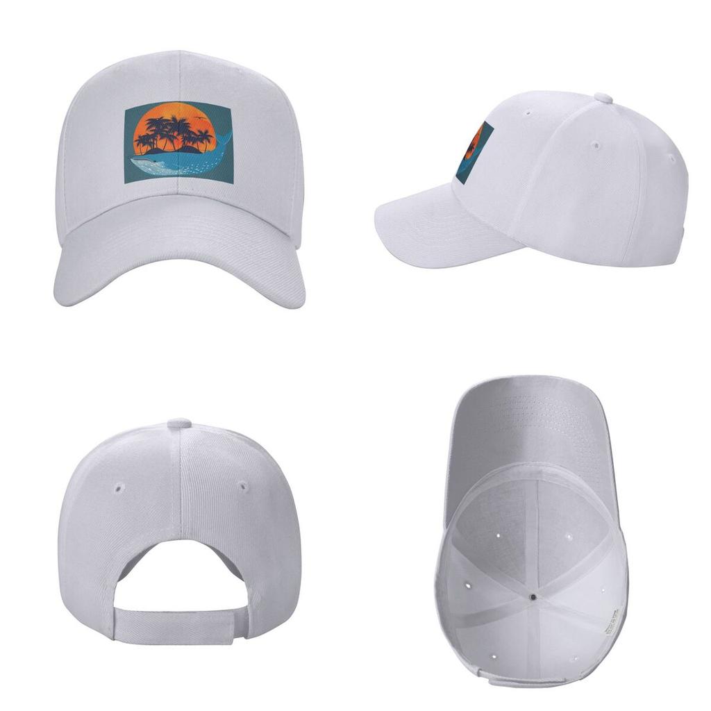 Cartoon Whale Ocean Animal Sunset Print Baseball Caps Snapback Men Women Hats Outdoor Cap Hip Hop Baseball Hat Casquette