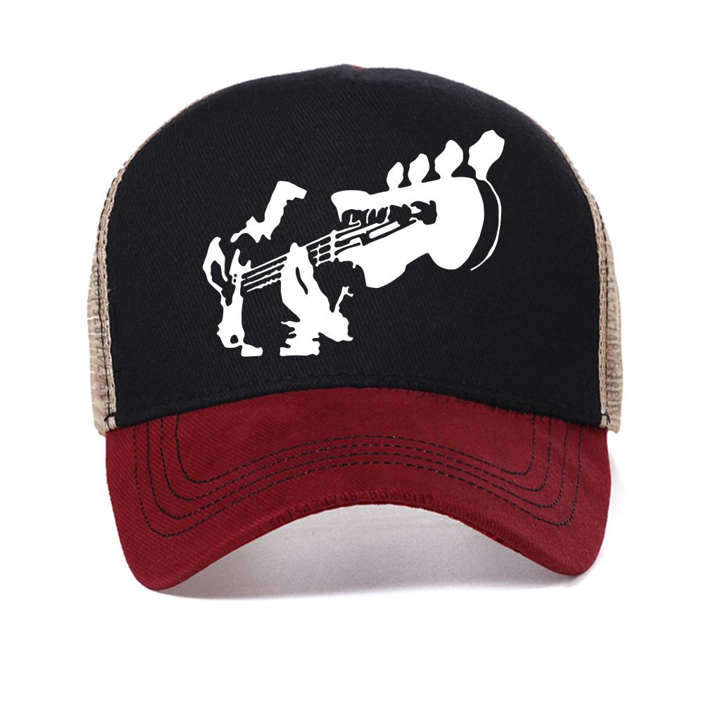 Funny Electric Bass Guitar Baseball Cap Music Hip Hop Rock Musician Guitarist Hip Hop Cap Adjustable Mesh Hats For Man