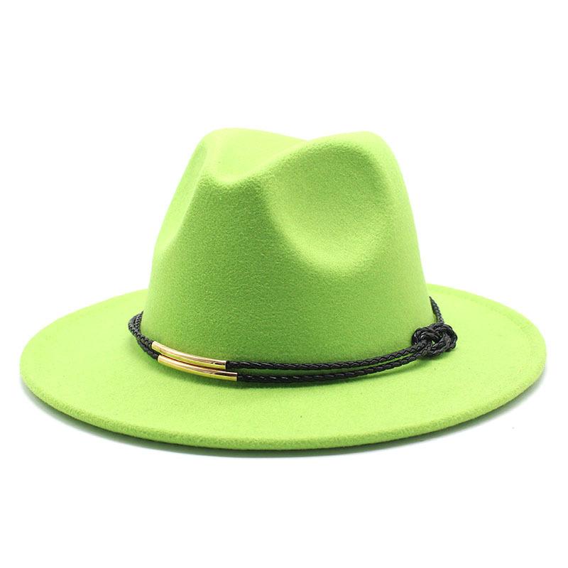 Hat Men'S And Women'S Jazz Hat Quarterly British Retro Belt White Top Hat Woolen Gentleman'S Hat