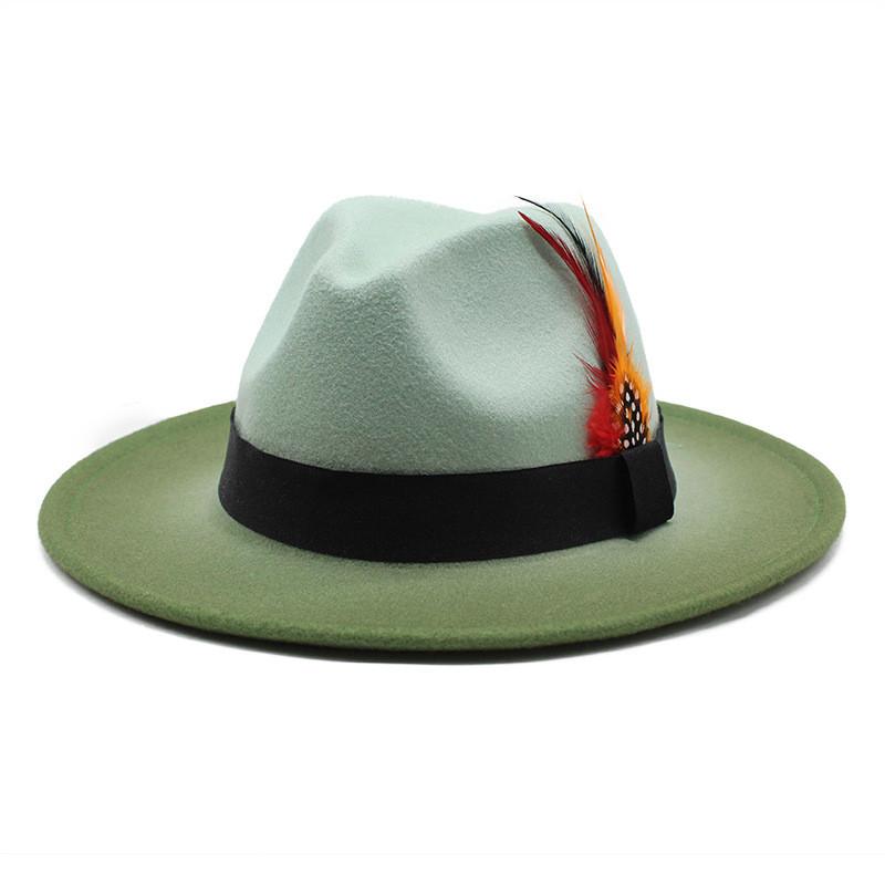 Fedora Hat For Men Women With Gradient Color Wool Felt Sun Protection Outdoor Fashion Accessory