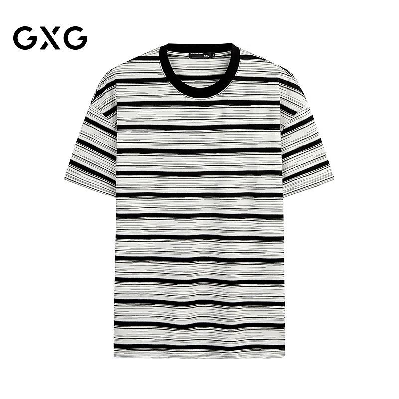 GXG Men s Black & White Striped Loose Crew Neck Short Sleeve T-Shirt XL