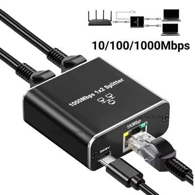 1000Mbps RJ45 Splitter 1 až 2 Ethernetový adaptér Internetový síťový kabel Extender Gigabitový RJ45 konektor pro PC Laptop TV Box Router Plug-and-Play