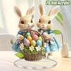 2D Flat Print Style Easter Bunny Acrylic Decor Sign, Colored Egg Basket Design, Suitable for Wall Decoration, Porch, Room, Villa, Accents Home, Hallwa