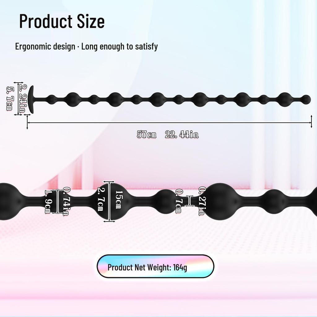 Ultra-Long Silicone Beaded Anal Plug: Smooth, Soft Anal Massage Toy for Men and Women.