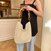 Stylish large-capacity knitted hollow women's tote bag, new exquisite beach vacation hand-woven shoulder bag