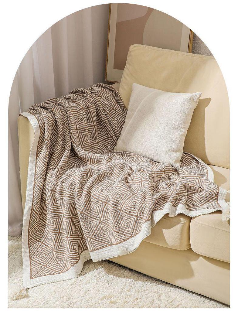 G5Z Wabi-Sabi Stil Kaffee Farbe Decke: Luxuriöser Bettläufer und Sofadecke für Zuhause oder Büro