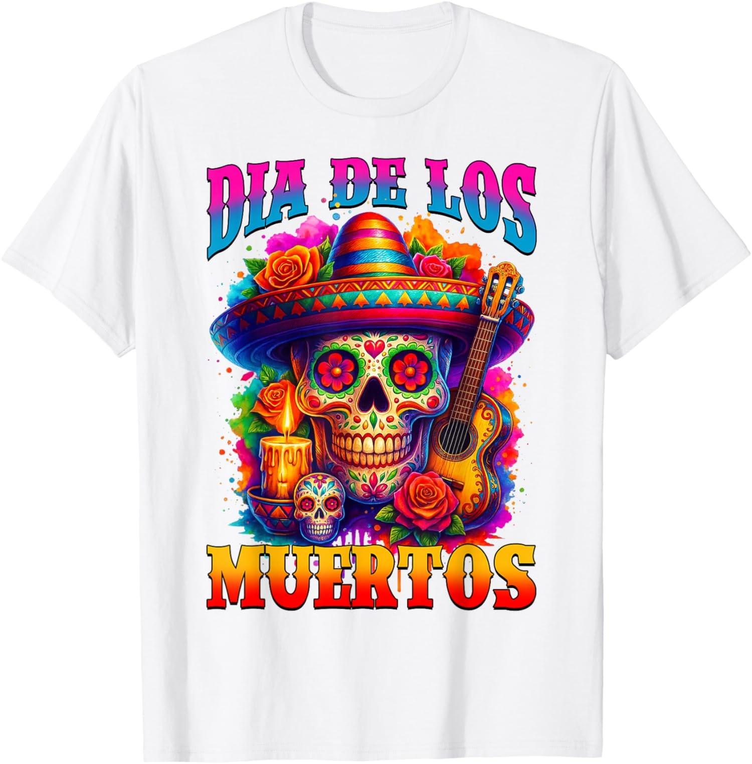 Mexican Halloween Dia De Los Muertos Skull Unisex T-Shirt S