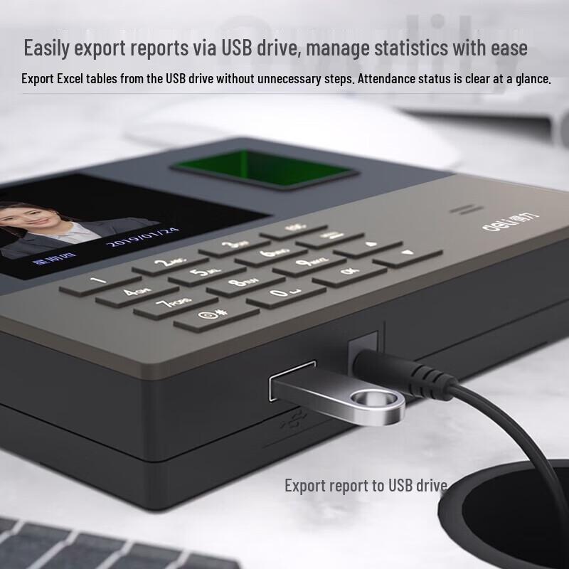Deli 13888S Fingerprint Facial Recognition Time Attendance Machine CN plug (adapter included)