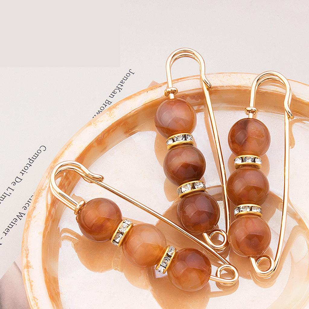 3PCS Pearl Brooch Safety Pins Waist Buckle Decorative Adjustable Brooches Suitable for Daily Wear Dance Party