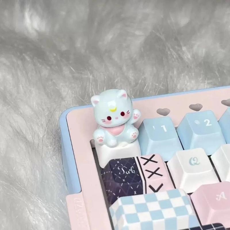 3D Mechanical Keyboards Creative Cartoon Cats Head Gamer Keyboards Keycaps for Office Decompression