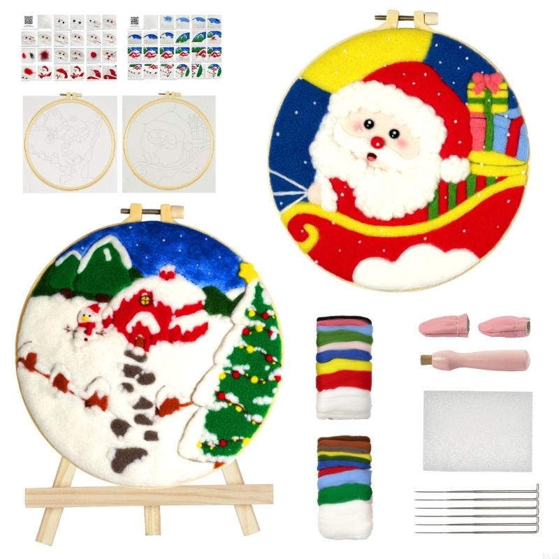KX4B Stamped Embroidery Kits with Christmas Pattern & Instructions, CrossStitch Starter Embroidery Starter Kits for Beginner China Mainland
