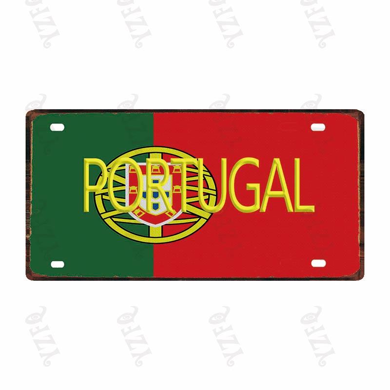 

YZFQPortugal Thailand Singapore National Flag Plaque Metal Vintage Travel Souvenir Wall Shop Home Art Decor 30X15CM DC-0245A 15x30cm(5.9x7.8inch)
