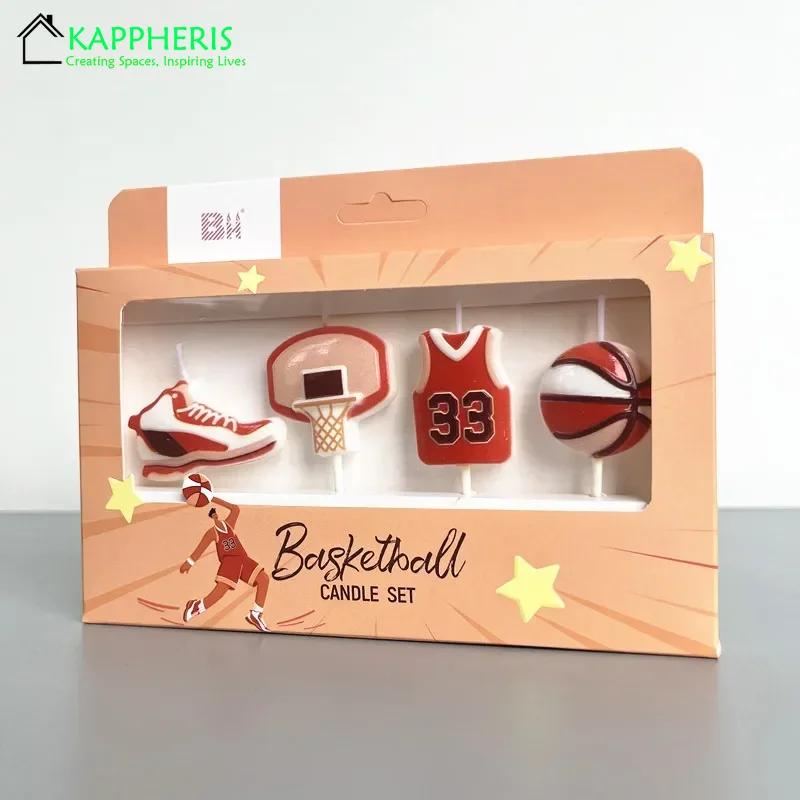 

Детский день рождения Футбольные свечи Топперы для торта Картонная свеча Баскетбольное украшение Тематическая вечеринка