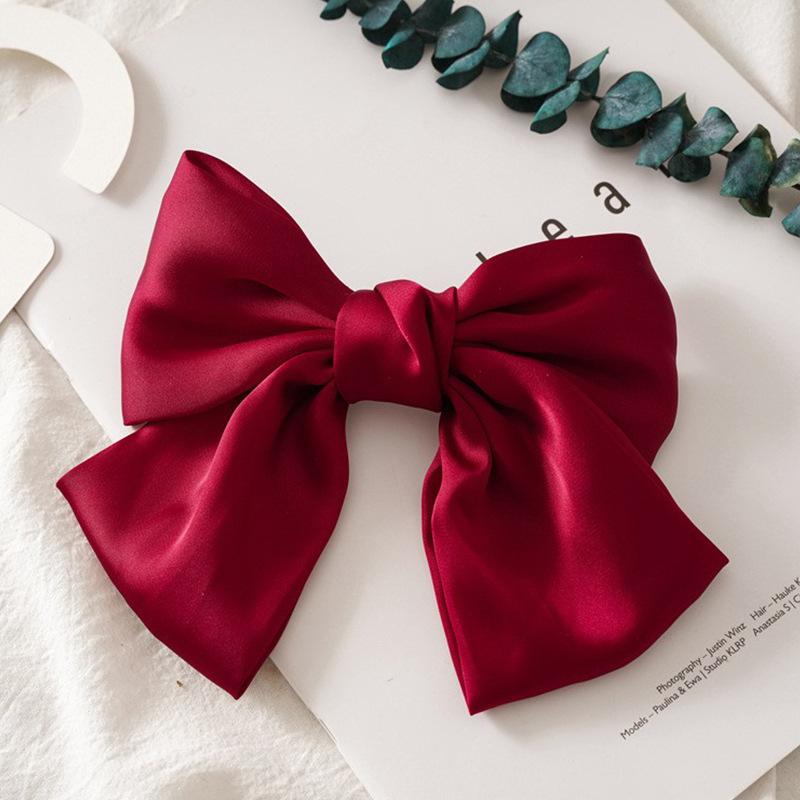 

Korean Bowknot Hairpin Woman Girl Satin Ribbon Barrette Sweet Bow Back Head Spring Clip Headwear Elegant Accessories