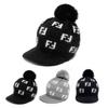Winter Warm Fur Knit Pom Pom Double Brim Hat