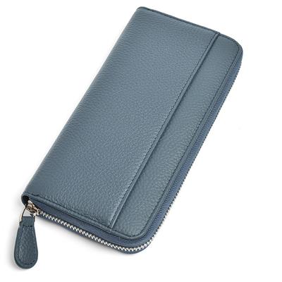 Genuine Leather Women's Wallet Long Large Capacity Card Holder Multi Card Slot RFID Zipper Clutch
