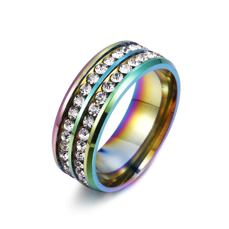 Titanium Steel Couple Ring Zircon Decor Simple Fashion Party Finger Accessories Birthday Gift For Young Girls