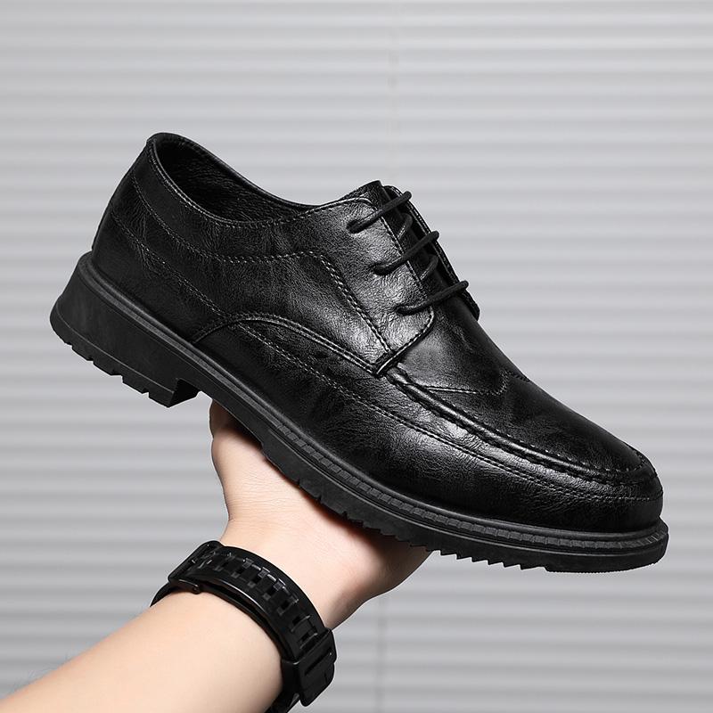 

Fashion Men S Leather Shoes Formal Casual Soft Leather Shoes Lace Up School Shoes For Mens JZ-7772 44 чёрный
