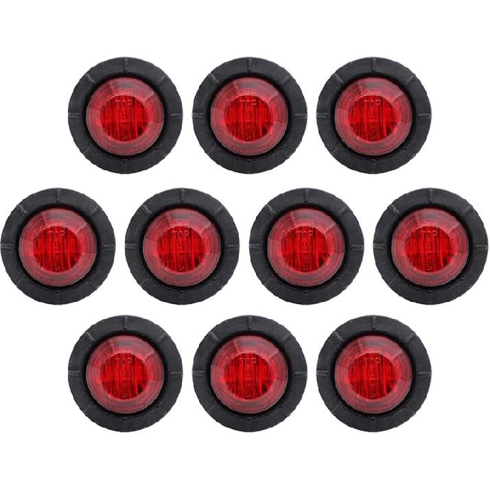 TMH 50 Pcs 3/4 Inch Mount Amber 3 LED Mini Round Trailer Side Marker Indicator Lights Clearance Button Signal Lamps Universal for Trucks Lorry Boat