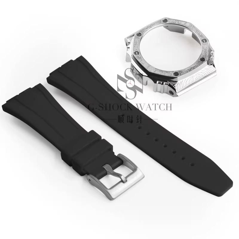 GA2100 Para Casio Carvalho de Fazenda Escultura Caixa de Metal Pulseira de Resina GA2100/2110 Escultura Modificada GM2100 GBM2100 Caixa Acessórios de Relógio