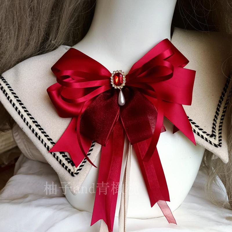 

Dark Lolita Bow Hairpin Lolita Hair Accessories Hairclip Headgear Cos Collar Flower Hatsune Cosplay Accessories красный