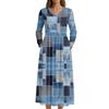 Dress For Women Long Boho Beach Dress Elegant Maxi Dress V-Neck Long Sleeve Dress With Pockets