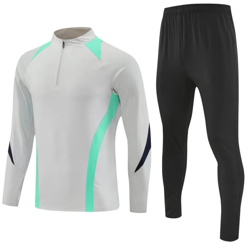 Mens Half-Zip Long Sleeve Soccer Training Jacket Set Winter Sportswear Basketball Football Practice