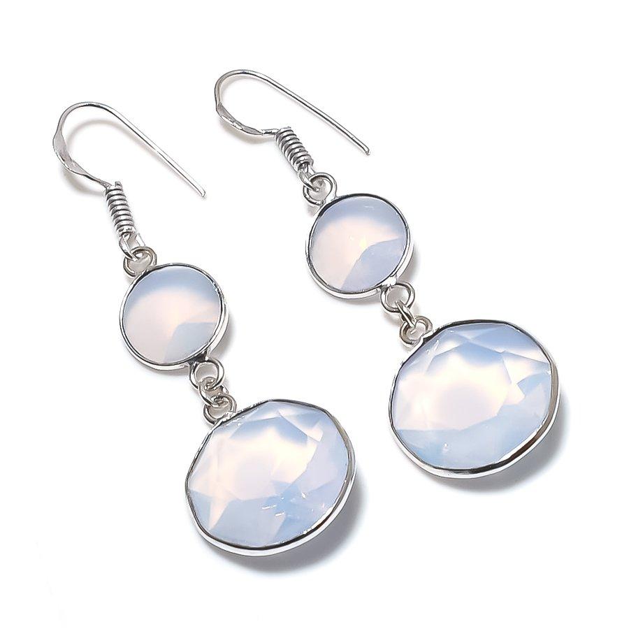 

Серьги из стерлингового серебра 925 пробы с натуральным молочным опалом 2,13 дюйма J7H39