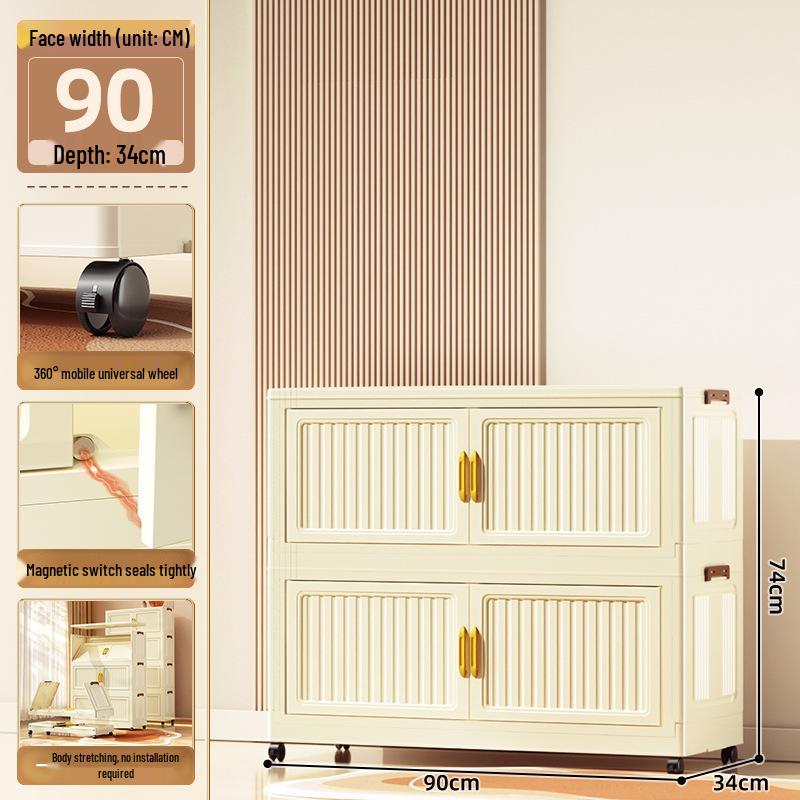 70-90cm No-Install Folding Storage Cabinet for Home, Living Room, Bedroom, Multi-layer Wardrobe, Sundries Organizer.