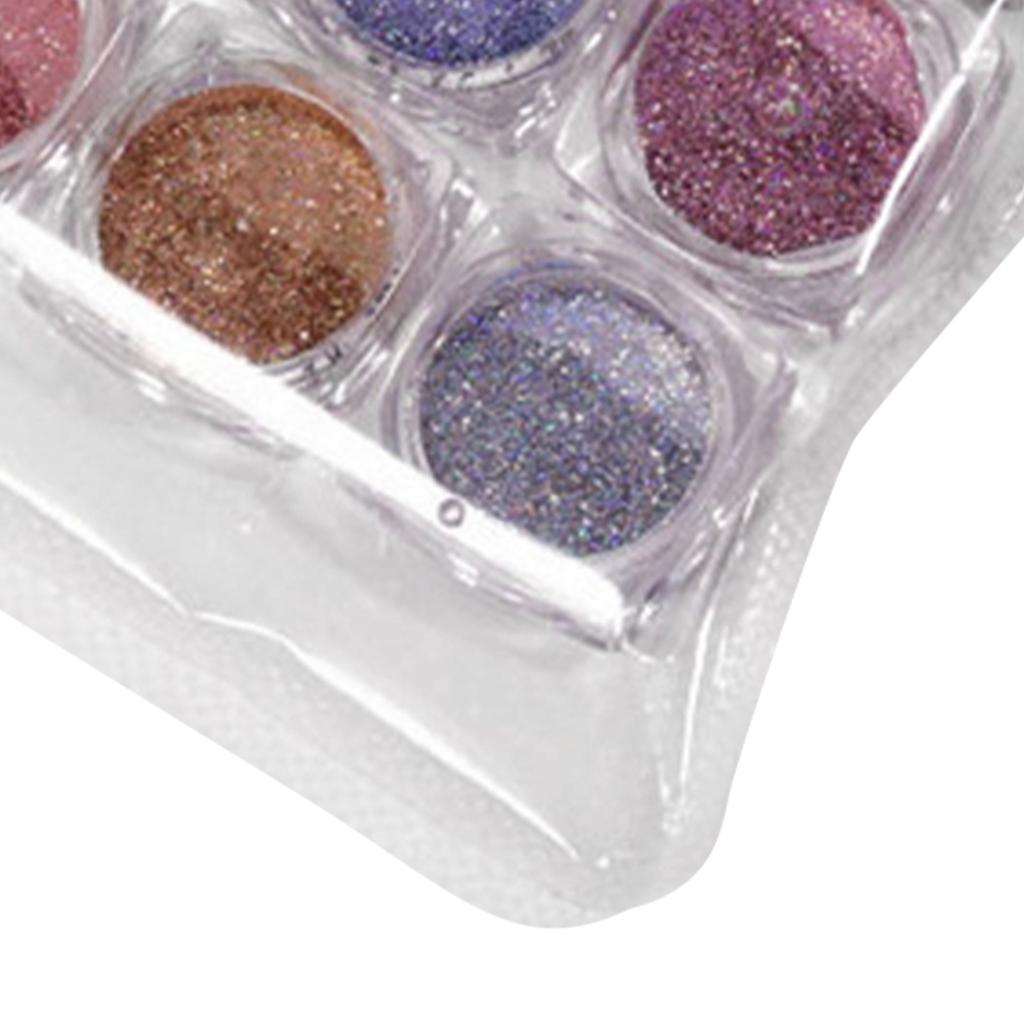 12 Colors Metallic Mirror Nail Powder Iridescent Laser High Glossy with 10 Paint Brush Manicure