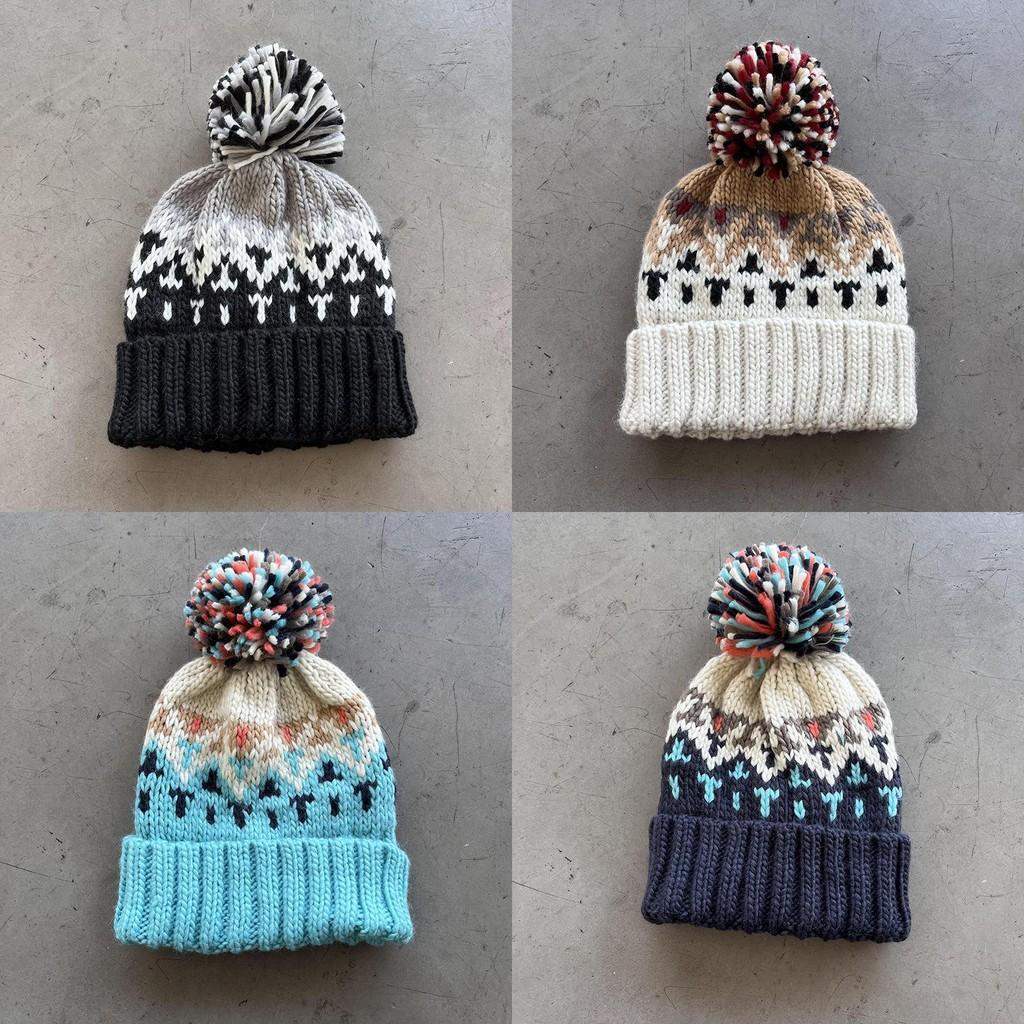 Knit Hat For Women Autumn Winter Geometric Pattern Warm Wool Beanie For Casual Wear