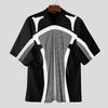 INCERUN Men T-Shirts V Collar Short Sleeve Netyarn Patchwork Casual Tops