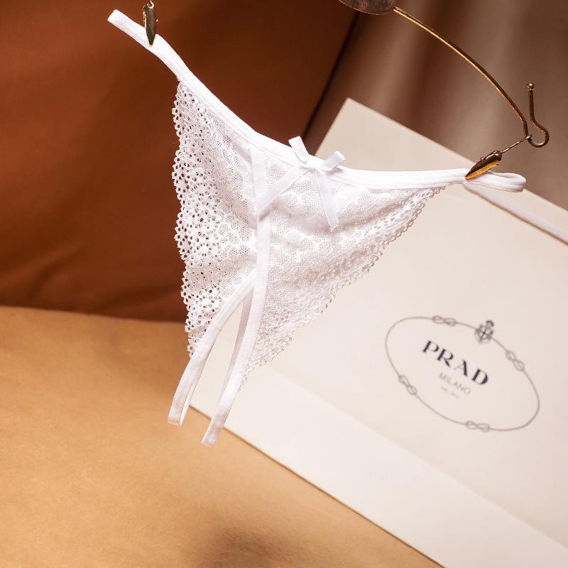 Japanese Light and Comfortable Leopard Print Lace Panties Women's Sexy Open Thong Lingerie Underwear