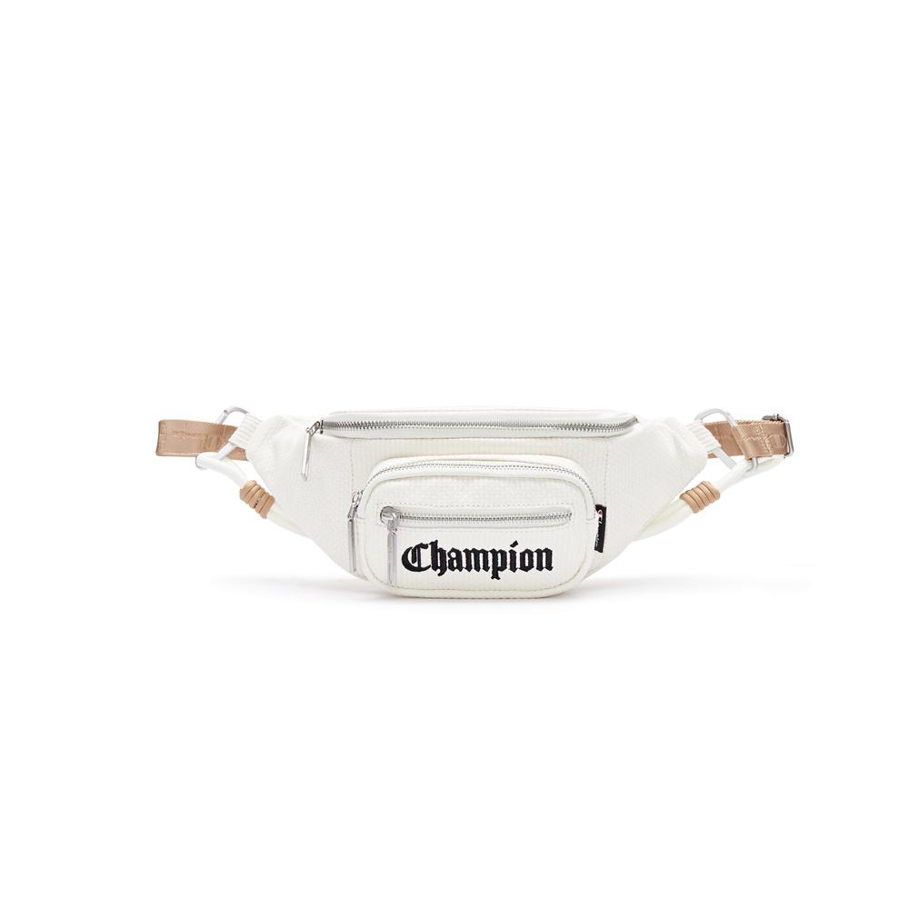 Champion Gothic Font Exquisite Embroidered Logo Fashion Versatile Fabric Waist Bag Unisex waist bag Dark-Blue Cream U4BACPU36 Ecru