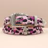 Cross Belt Leopard Print Western Rhinestone Belt Personalized Denim Woman Rivet Jeans Belt