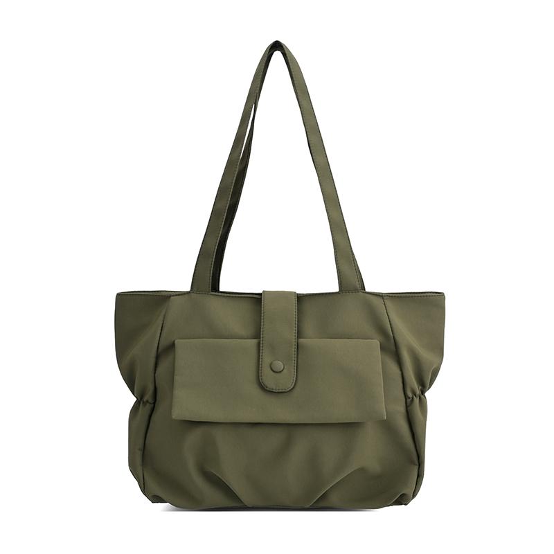 Fashion Large Capacity Nylon Women's Tote Bags Casual Waterproof Youth Shoulder Bag with Front Pocket Lightweight Work Handbag