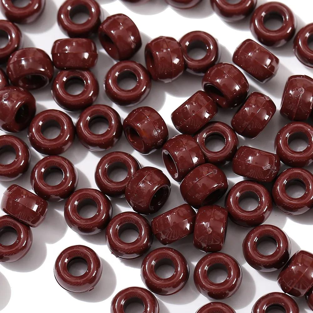 TX40 100Pcs 9mm Colors Minimalist Multicolor Rotundity Acrylic Big Hole Spacer Beads DIY Craft Kid Necklace Bracelets Accessory