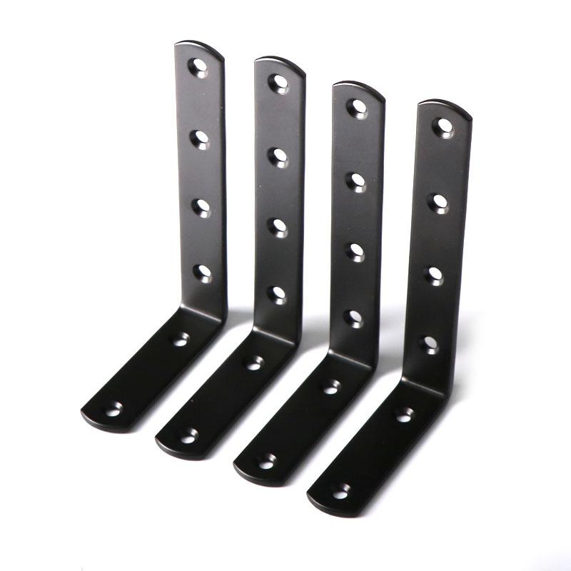 125x75 Black L-Shaped Angle Bracket for Wall Mounting, 90° Right Angle Iron Brace, Cargo Support Fastener