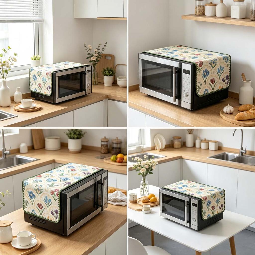 30x90cm Simple Cotton Linen Microwave Dust Cover Anti Dust Oven Cloth Cover
