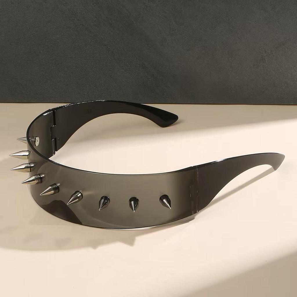 Cyberpunk Demon Sunglasses with Metal Rivets - Funny and Stylish Party Wear