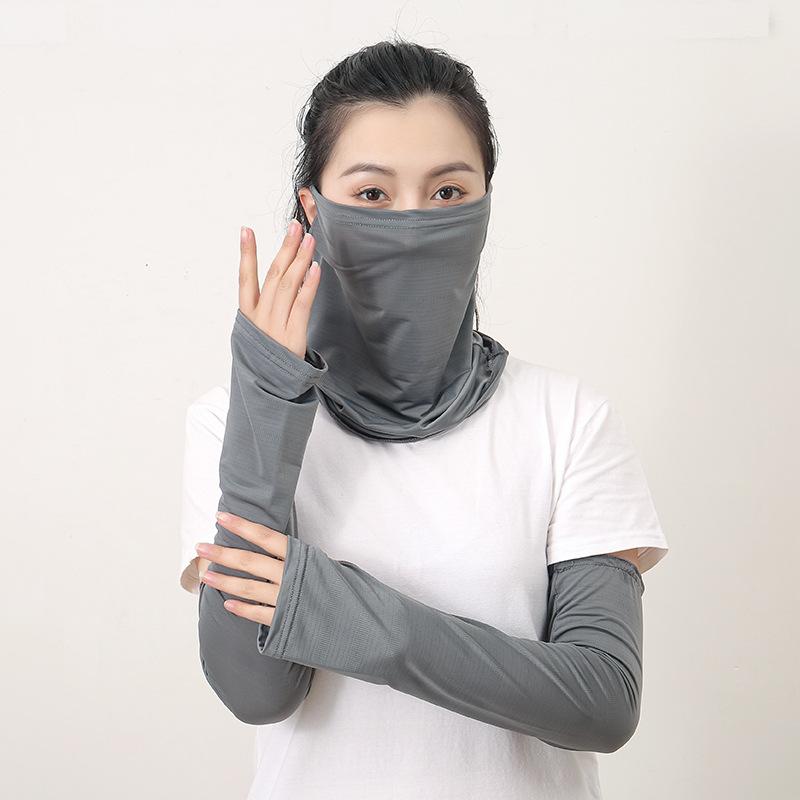 2pcs Ice Fabric Arm Sleeves Neck Face Scarf Sun UV Protection Running Cycling Sunscree  Women Cool Summer Outdoor Cover Unisex