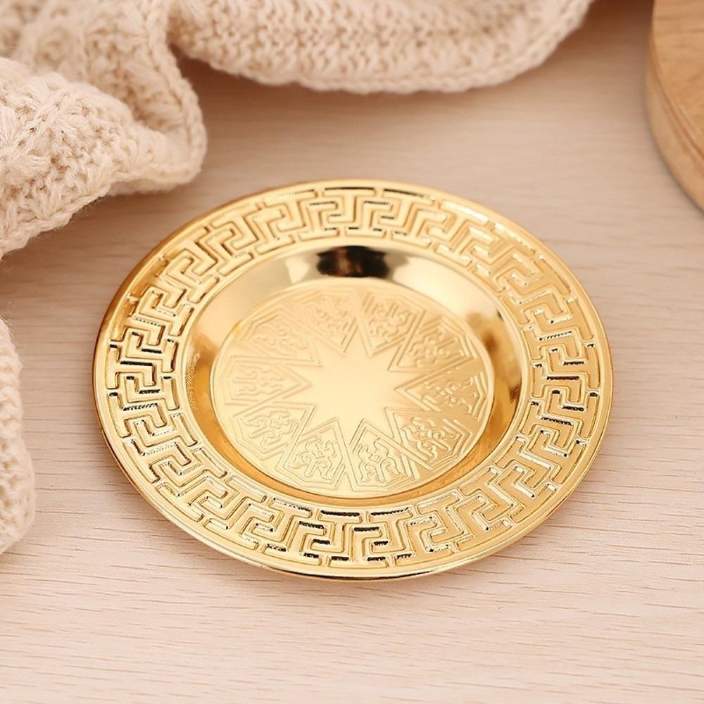 Multi-purpose 10/15/20cm Fruit Plate European Style Golden Dishes Tray Retro Display Tray Home Decor