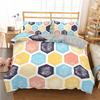 Geometric Duvet Cover Honeycomb Bedding Set Twin Queen Microfiber Hexagon Beehive Comforter Cover For Girl Women Bedroom Decor