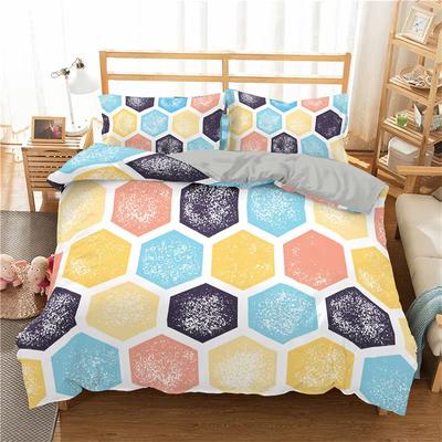Geometric Duvet Cover Honeycomb Bedding Set Twin Queen Microfiber Hexagon Beehive Comforter Cover For Girl Women Bedroom Decor