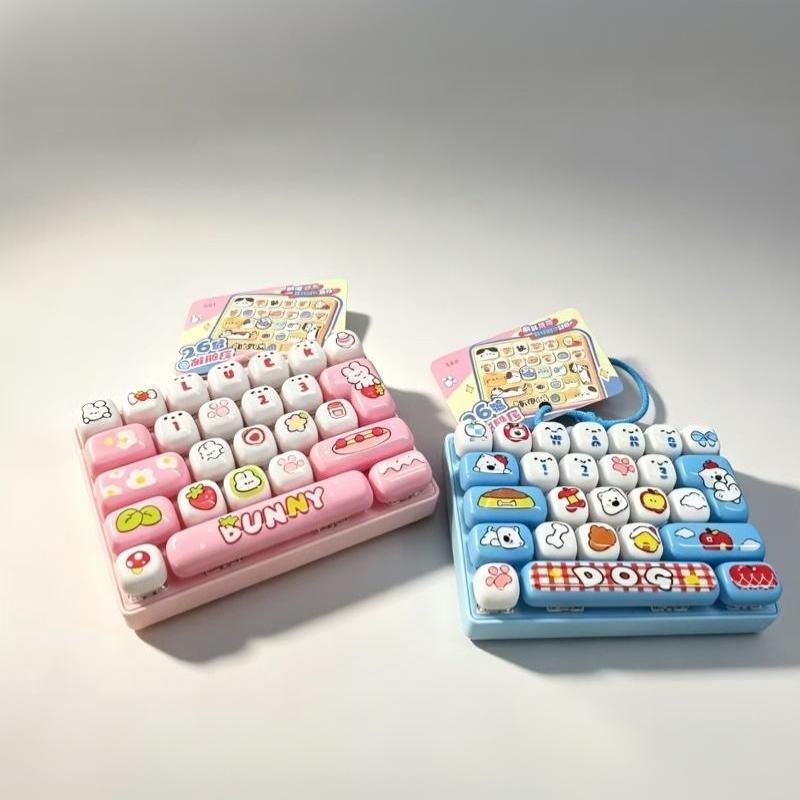 Fun 26-Key Fidget Button Stress Relief Pendant Keychain Cute Decompression Toy Bags Hanging Ornaments