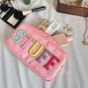 Portable Nylon Women's Cosmetic Bag Simple Letter Sticker Ladies Large Storage Bags Female Make Up Case Travel Clutch Handbags
