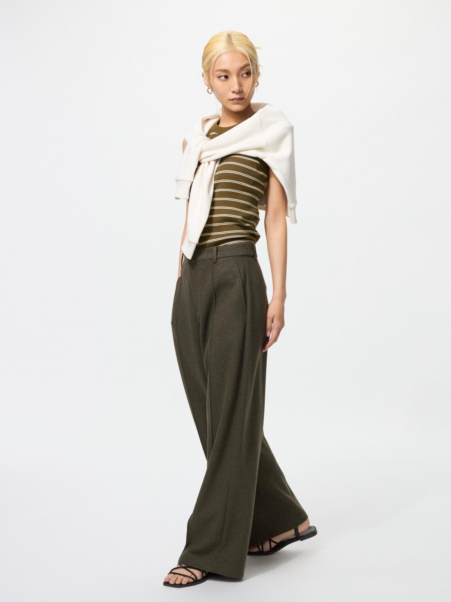 

Широкие брюки Uniqlo из матового джерси 57 OLIVE/XXL