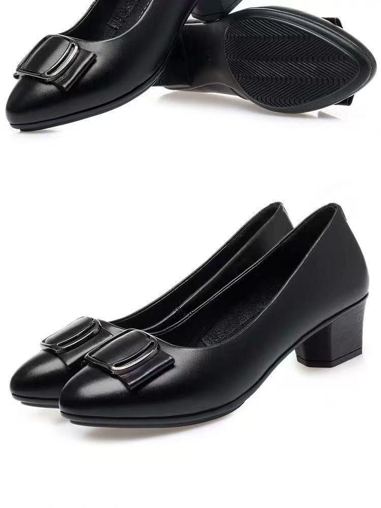 Scarpe in Pelle da Donna Autunno 2025 con Suola Morbida per il Comfort - Tacco Basso Nero