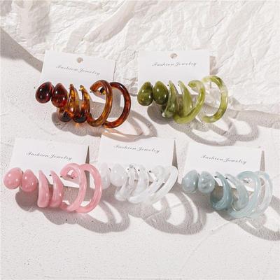 3Pairs Punk Resina Charms Hoop Ohrring Set Für Frauen Rock Straße Dicken Acryl Kreis Hoop Ohrringe Schmuck
