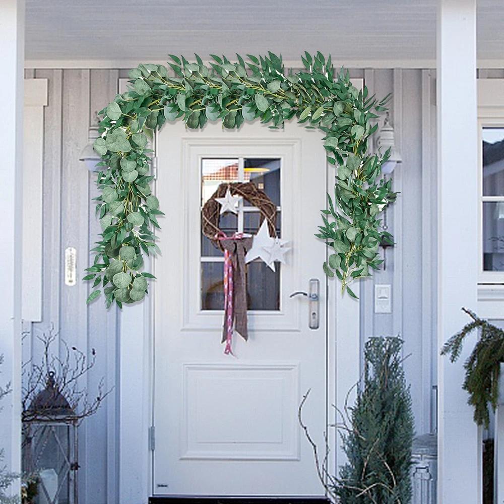 Artificial Eucalyptus Leaves Garland Green Ivy Leaf 180cm Party Wedding Wall Hanging DIY Fake Garland Rattan Vine Home Decor